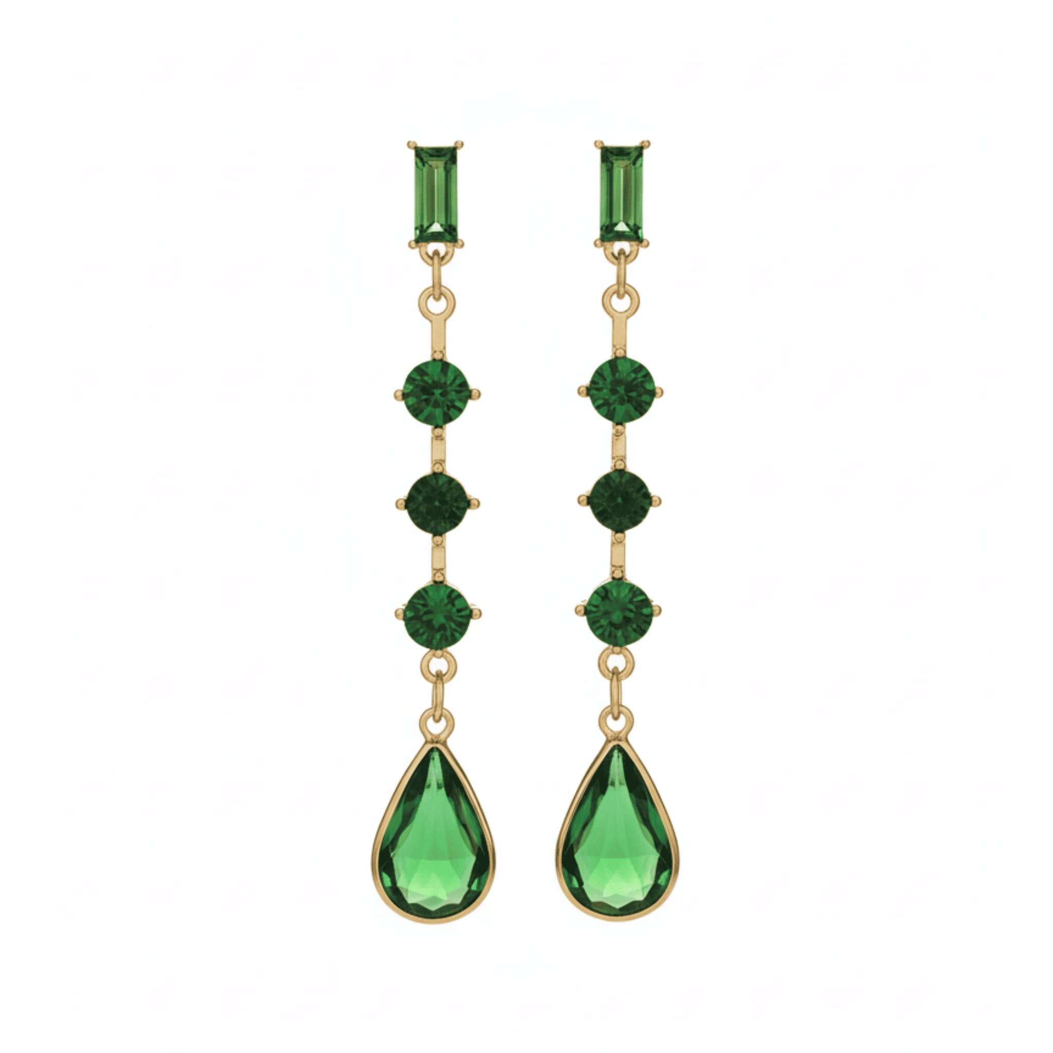 Emerald Crystal Dangling Drop Earrings